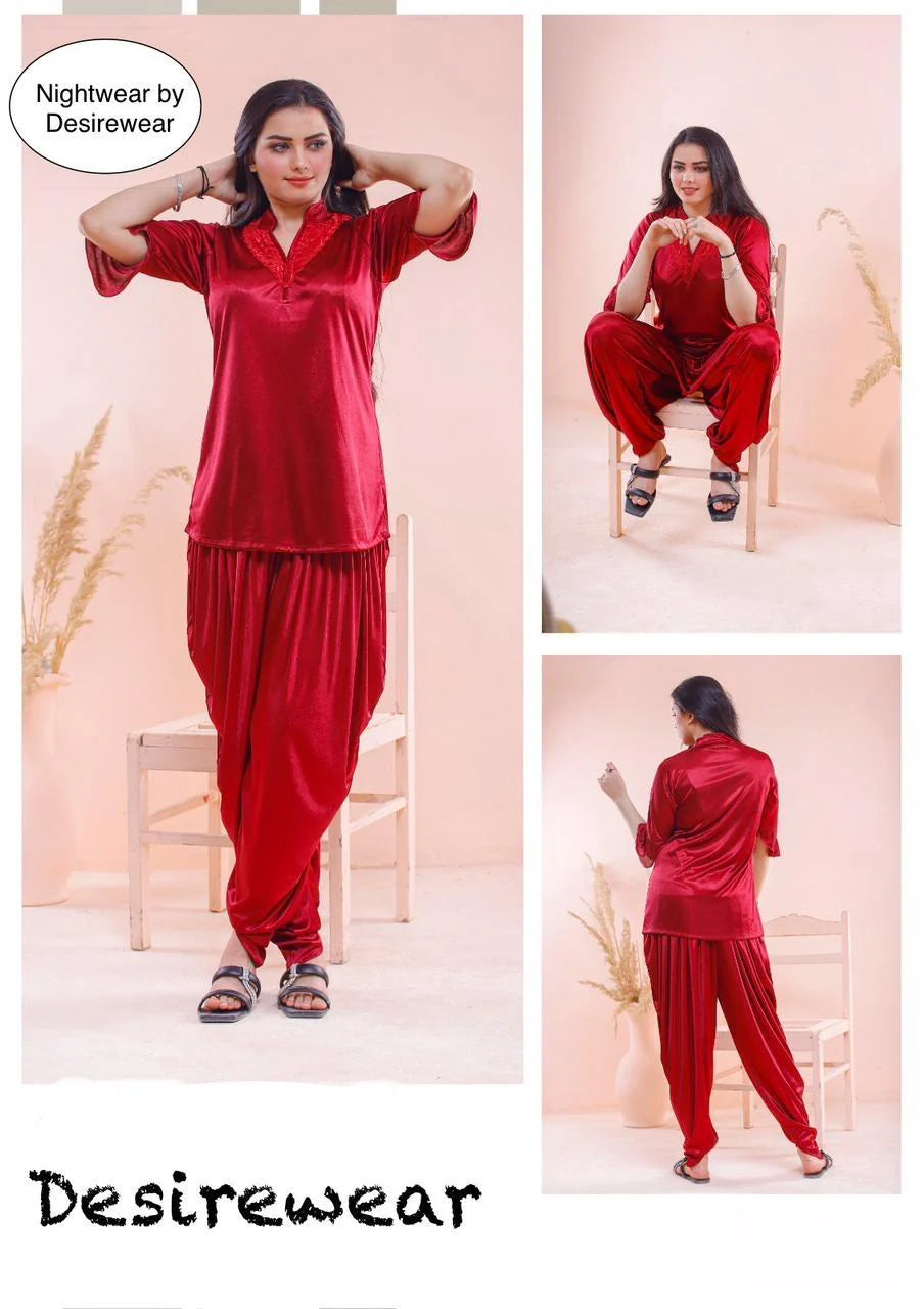 2-Pes Patyala Shalwar Night Wear
