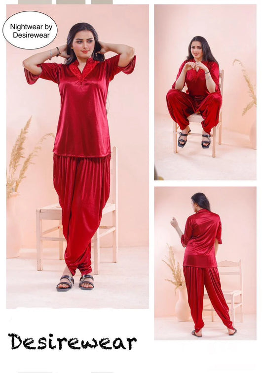 2-Pes Patyala Shalwar Night Wear